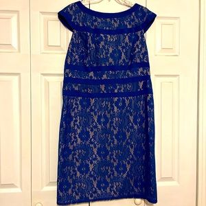 Adrianna Papell blue lace dress